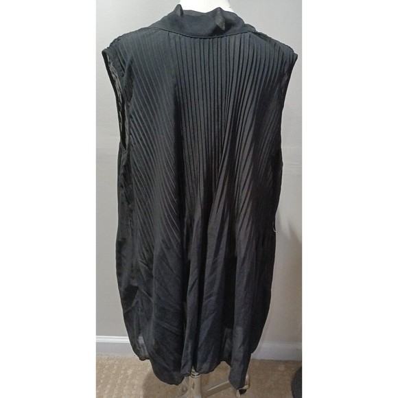 Zenobia Womens Sleeveless Sheer Black Back Bow Tie Closure Top Pleated 3XL New - Picture 3 of 10